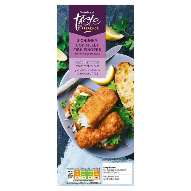 Sainsbury's Chunky Cod Fish Fingers, Taste the Difference x8 480g - gallery image 1