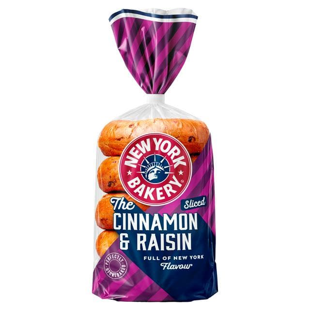 New York Bakery Co. Bagels, Cinnamon & Raisin x5 - gallery image 1