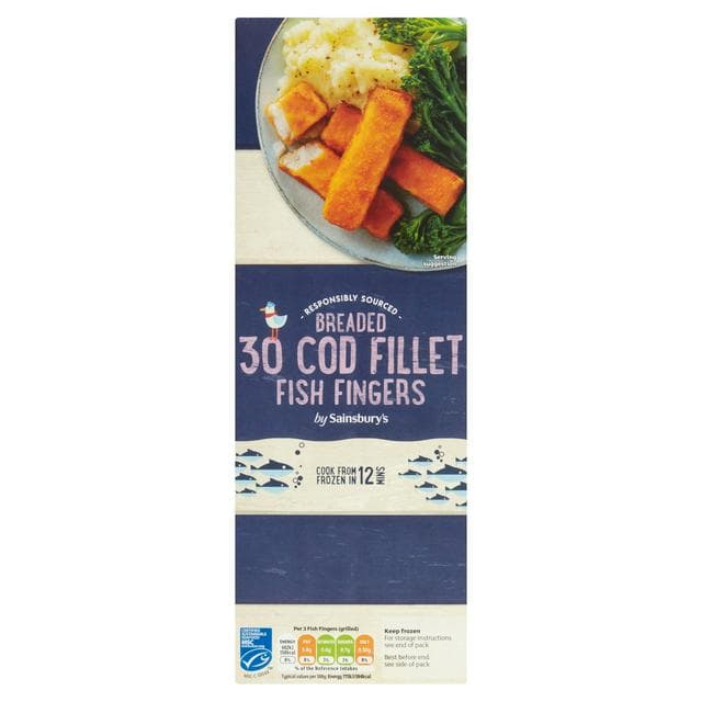 Sainsbury's Cod Fish Fingers x30 900g - gallery image 1