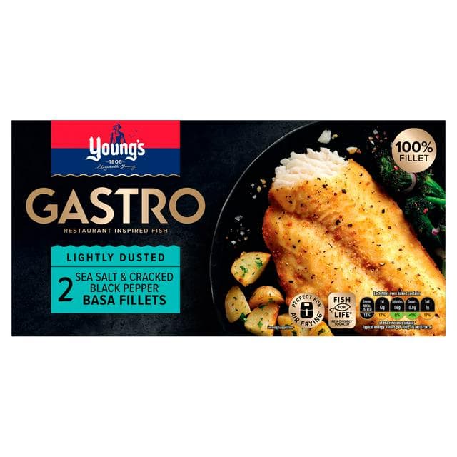 Young's Gastro Basa Fillets Dusted With Sea Salt & Black Pepper x2 310g - gallery image 1