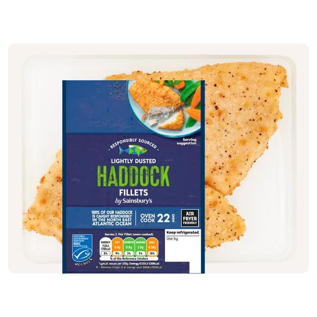 Sainsbury's Lightly Dusted MSC Haddock Fillets x2 255g - gallery image 1
