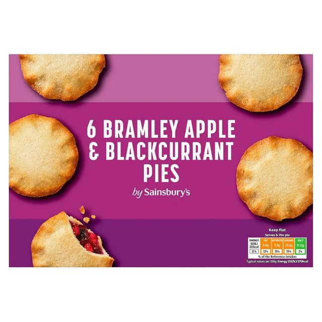 Sainsbury's Bramley Apple & Blackcurrant Pies x6 - gallery image 1