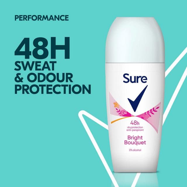 Sure Women Anti-Perspirant Deodorant Roll On, Bright Bouquet 50ml - gallery image 2