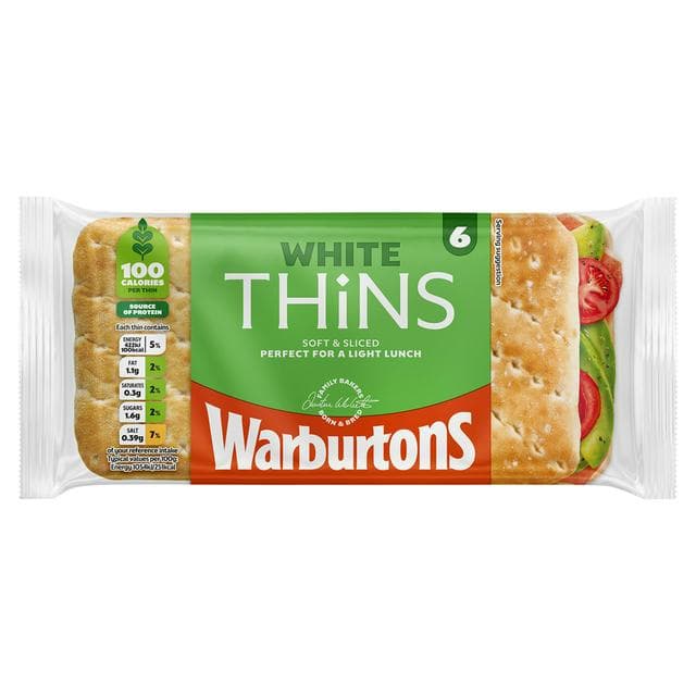 Warburtons White Sandwich Thins x6 - gallery image 1