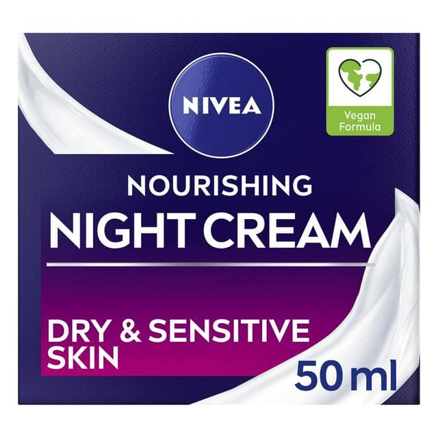 Nivea Nourishing Night Cream Moisturiser for Dry & Sensitive Skin 50ml - gallery image 1