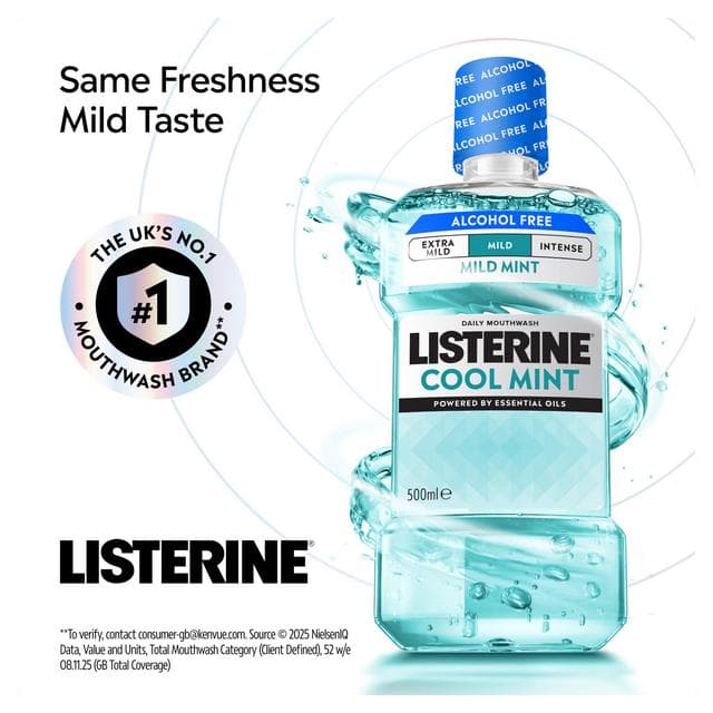 Listerine Essentials Milder Taste Cool Mint Mouthwash 500ml - gallery image 2