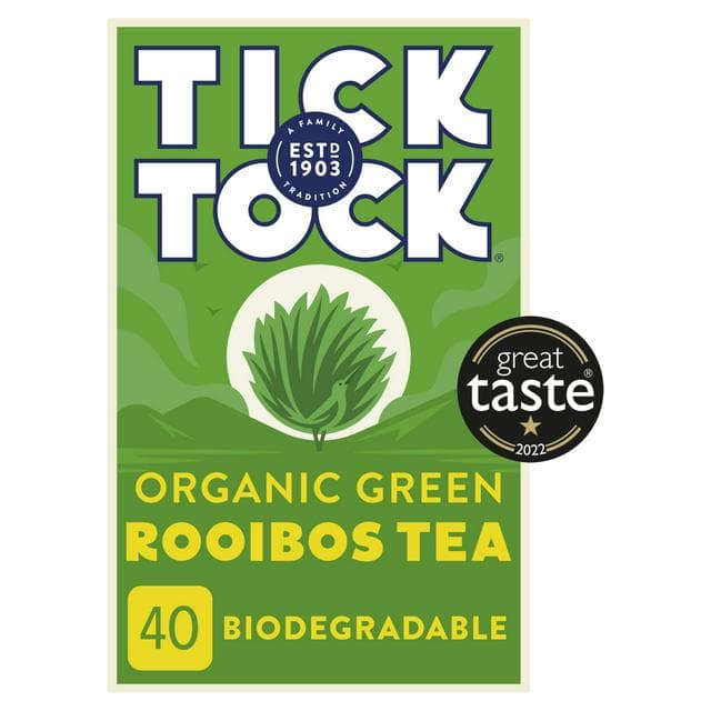 Tick Tock Organic Green Rooibos Tea 40 Biodegradable Bags 72g - gallery image 1