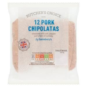 Sainsbury's Butcher's Choice British Pork Chipolata sausages x12 340g