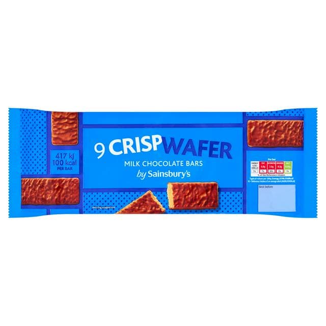 Sainsbury's chocolate wafers 9x19.2g - gallery image 1