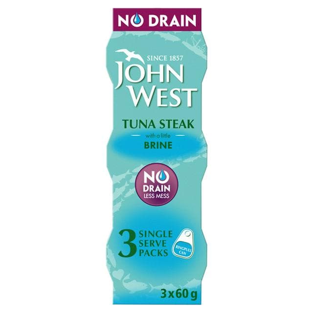 John West Tuna Steak No Drain with Brine 3x60g - gallery image 1