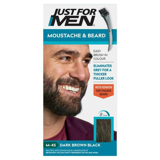 Just For Men Moustache & Beard Brush-In Colour Gel Dark Brown-Black M-45 - gallery image 1