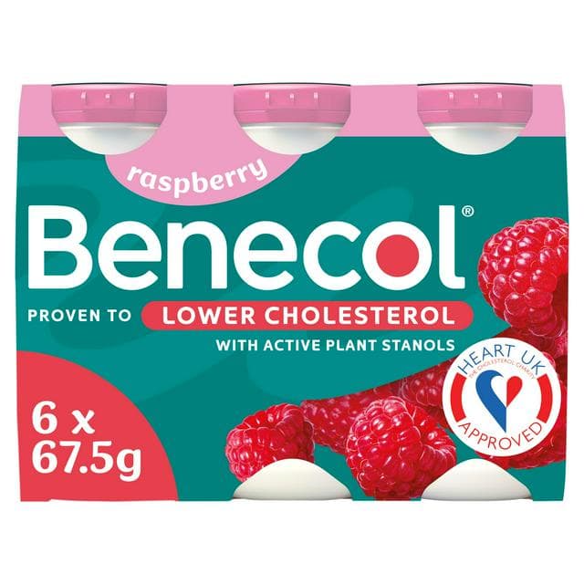 Benecol Raspberry No Added Sugar Yogurt Drink 6x67.5g - gallery image 1