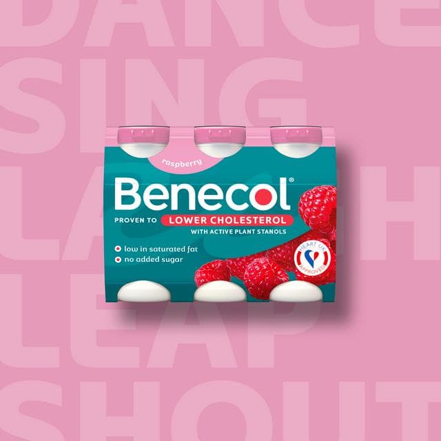 Benecol Raspberry No Added Sugar Yogurt Drink 6x67.5g - gallery image 4