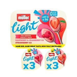 Müller Light Red Fruits Fat Free Yogurts 6x140g