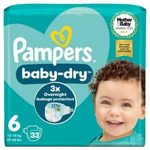 Pampers Baby-Dry Size 6, 31 Nappies, 13-18kg, Essential Pack