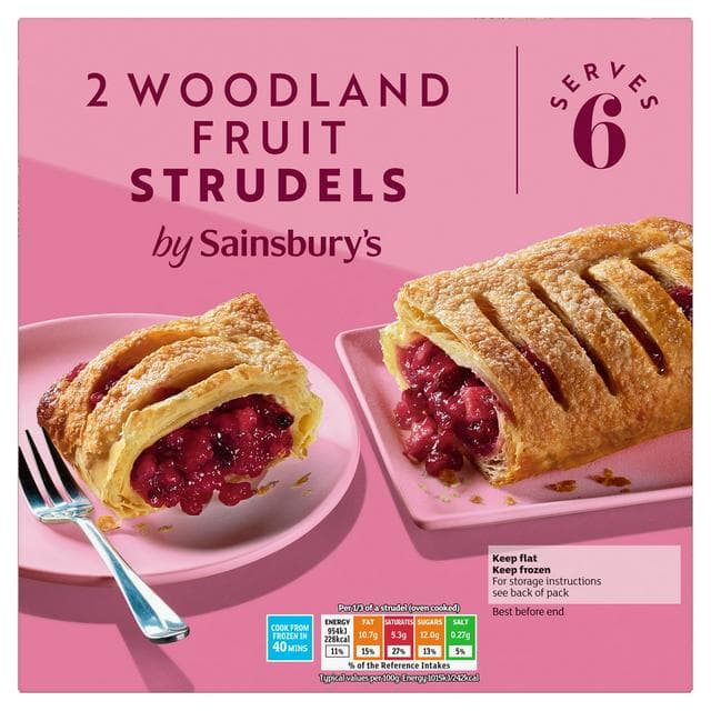 Sainsbury's 2 x Woodland Fruit Strudels 600g - gallery image 1