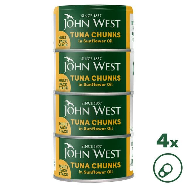 John West Tuna Chunks in Sunflower Oil 4x125g (102g Drained) - gallery image 1