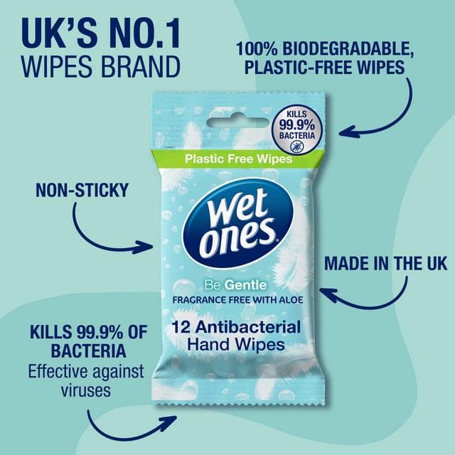 Wet Ones Be Gentle Antibacterial Hand & Body Wipes Fragrance Free with Aloe x12 - gallery image 3