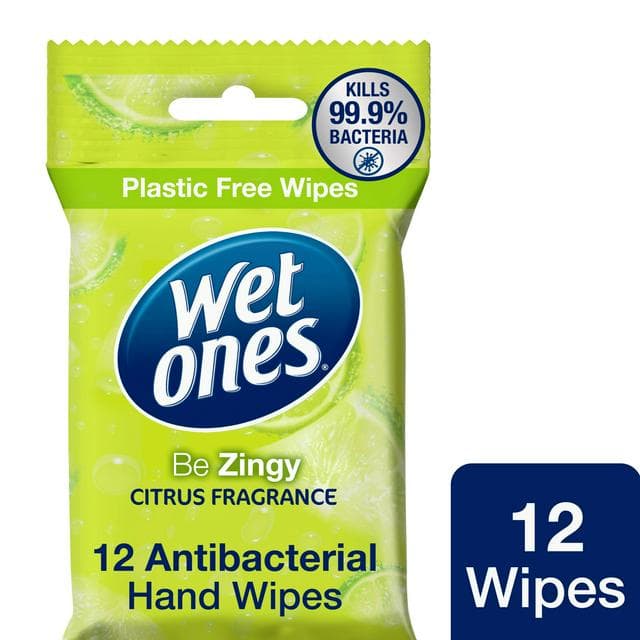 Wet Ones Be Zingy 12 x Anti-Bacterial Hand Wipes - gallery image 1