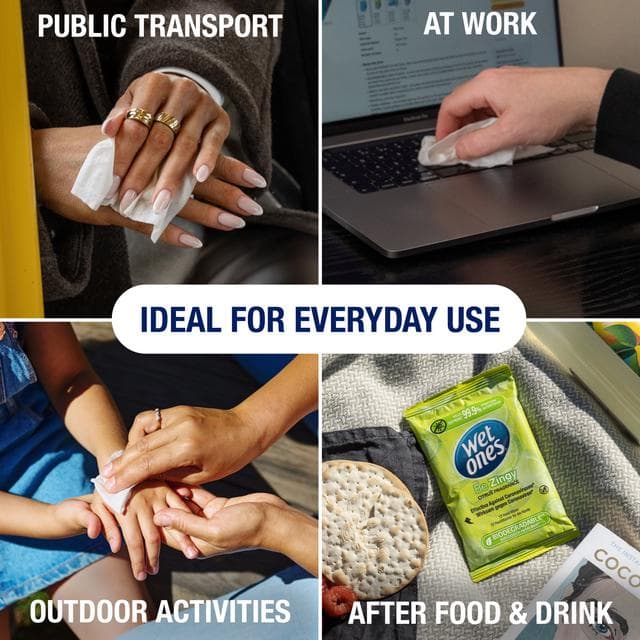 Wet Ones Be Zingy 12 x Anti-Bacterial Hand Wipes - gallery image 4
