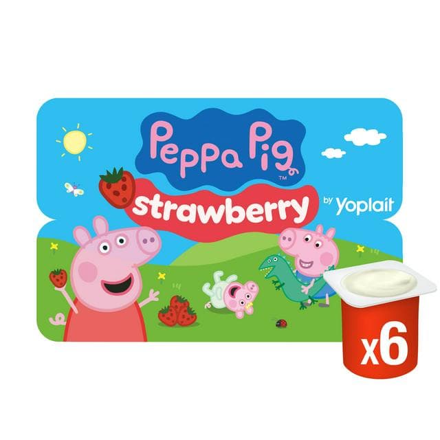 Peppa Pig Kids Strawberry Yoghurt Pots 6x45g - gallery image 1