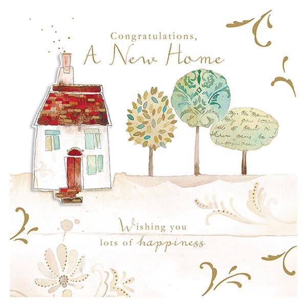 New Home Card with Classic House and Trees Greeting Card - gallery image 1