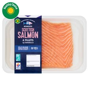Sainsbury's Skin on ASC Scottish Salmon Fillets x4 480g