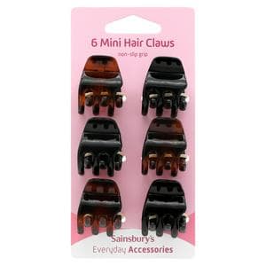 Sainsbury's Mini Grips Black & Tortoiseshell x6