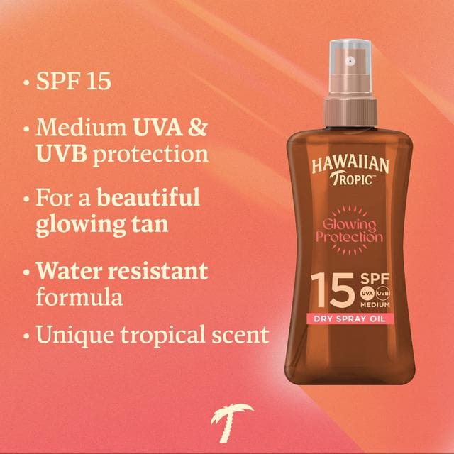 Hawaiian Tropic Glowing Protection Sunscreen Dry Oil SPF 15 200ml - gallery image 2