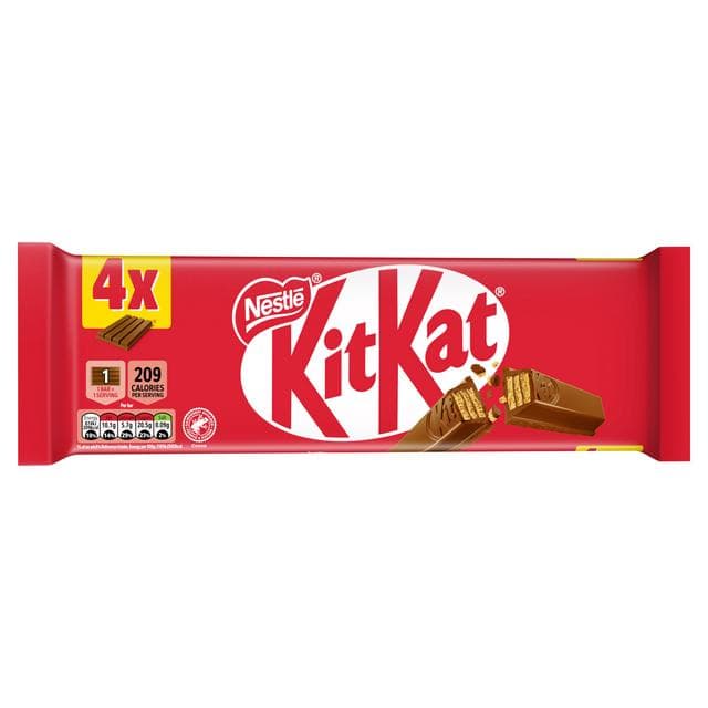 KitKat 4 Finger Milk Chocolate Biscuit Bar Multipack x4 41.5g - gallery image 2