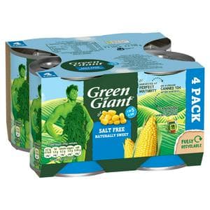 Green Giant 4 x 198g Salt Free Canned Sweet Corn (4 x 165g*)