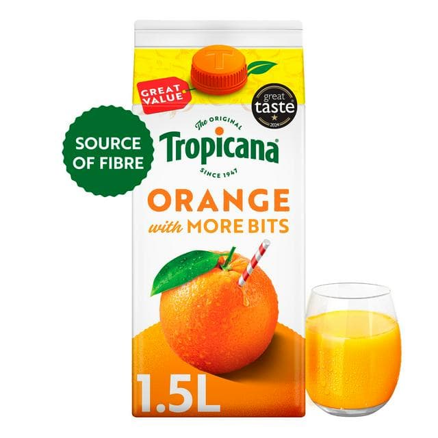 Tropicana Extra Pulpy Orange with More Juicy Bits Fruit Juice 1.5L - gallery image 1