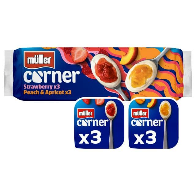 Müller Corner Strawberry & Peach & Apricot Yogurts 6x136g - gallery image 1