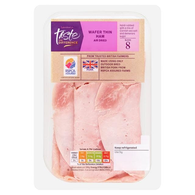 Sainsbury's Wafer Thin Air Dried British Ham Slices, Taste the Difference 120g - gallery image 1