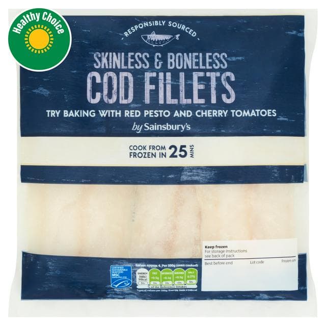 Sainsbury's Skinless & Boneless Cod Fillets 360g - gallery image 1