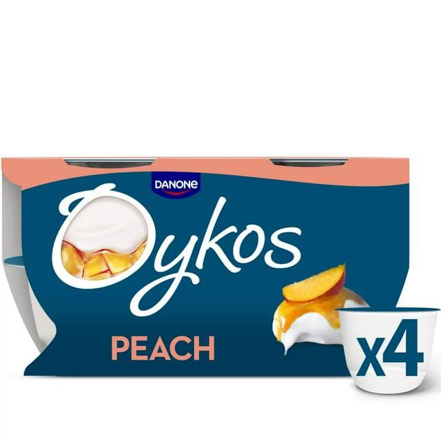 Oykos Peach Luxury Greek Style Yogurt 4x110g - gallery image 1