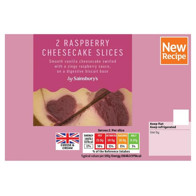 Sainsbury's 2 x 90g Raspberry Cheesecakes - gallery image 1