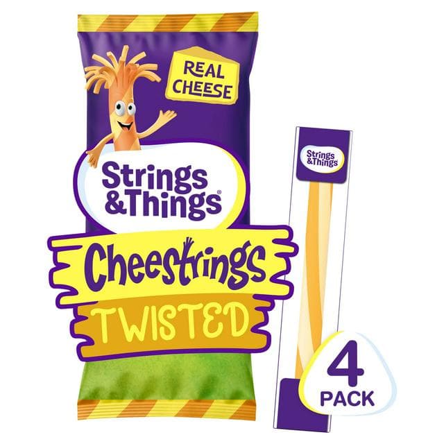 Strings & Things Twisted Cheestrings Cheese Snack x4 80g - gallery image 1