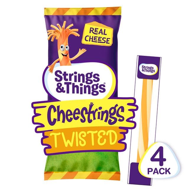 Strings & Things Twisted Cheestrings Cheese Snack x4 80g - gallery image 2