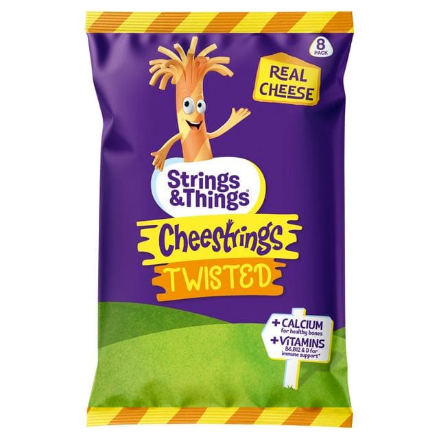 Strings & Things Twisted Cheestrings Cheese Snack x8 160g - gallery image 1