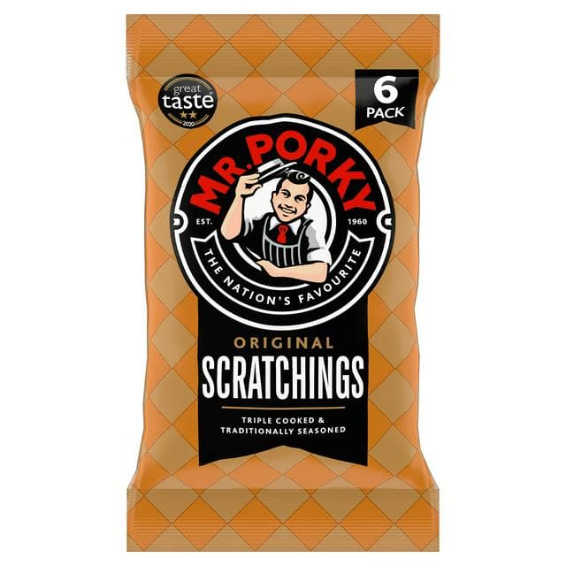 Mr Porky Original Pork Scratchings x6 16.5g - gallery image 1