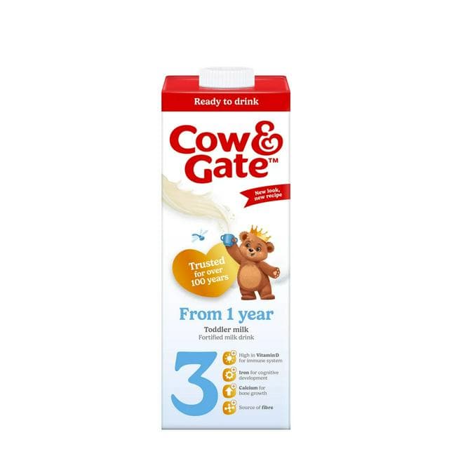 Cow & Gate 3 Toddler Milk Formula Liquid 1+ Years Ready To Feed 1L - gallery image 1