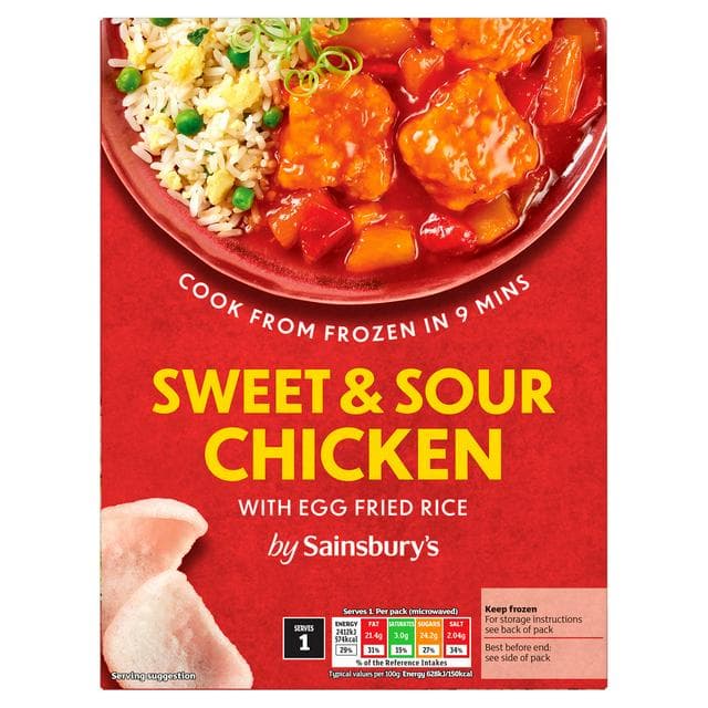 Sainsbury's Sweet & Sour Chicken & Rice Ready Meal For 1 400g - gallery image 1