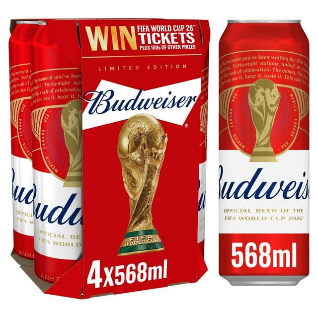 Budweiser Lager Beer Pint Cans 4x568ml - gallery image 1
