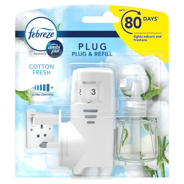 Febreze Ambi Pur Plug In Air Freshener Starter Kit Cotton Fresh - gallery image 1