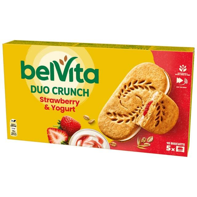 Belvita 5 x 50g Duo Crunch Multipack Strawberry & Yogurt Cereal Snack Bars - gallery image 2
