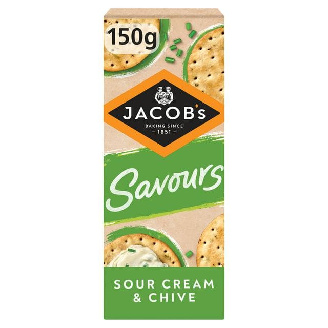 Jacob's Savours Thins, Sour Cream & Chive Crackers 150g - gallery image 1