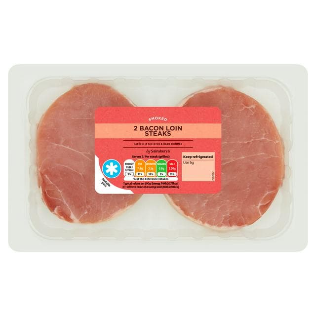 Sainsbury's Smoked Bacon Loin Steaks x2 250g - gallery image 1