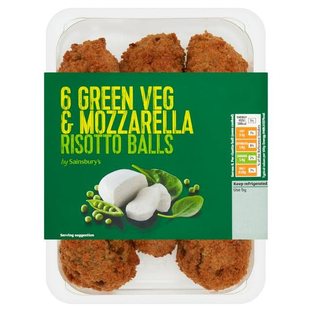Sainsbury's Green Veg & Mozzarella Risotto Balls x6 300g - gallery image 1