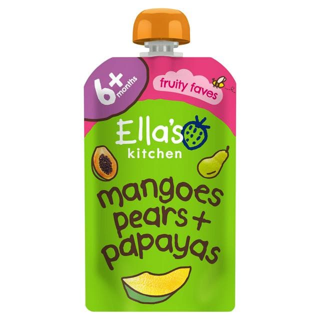 Ella's Kitchen Organic Mangoes, Pears & Papaya Baby Food Pouch 4+ Months 120g - gallery image 1